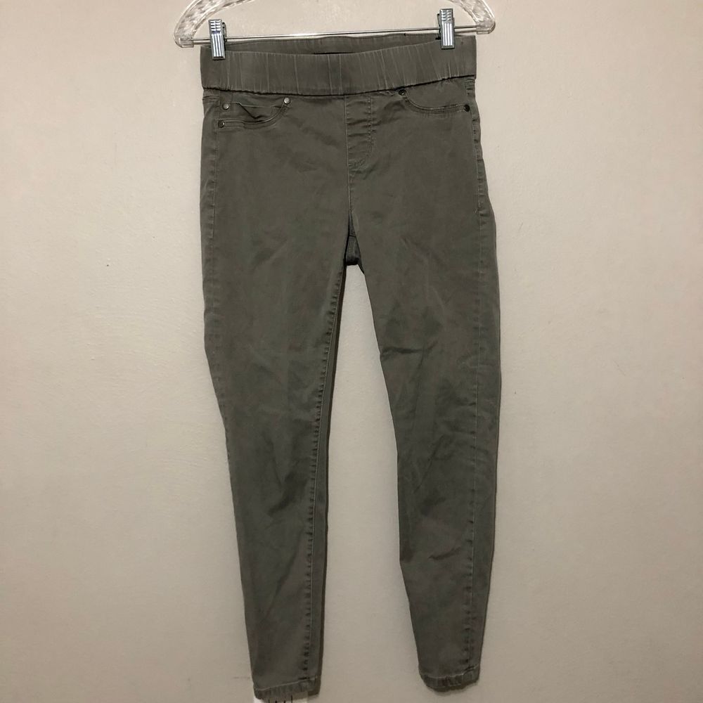Liverpool Women's 4 Petites Elastic Waist Mid Rise Army Green Skinny Jeans
